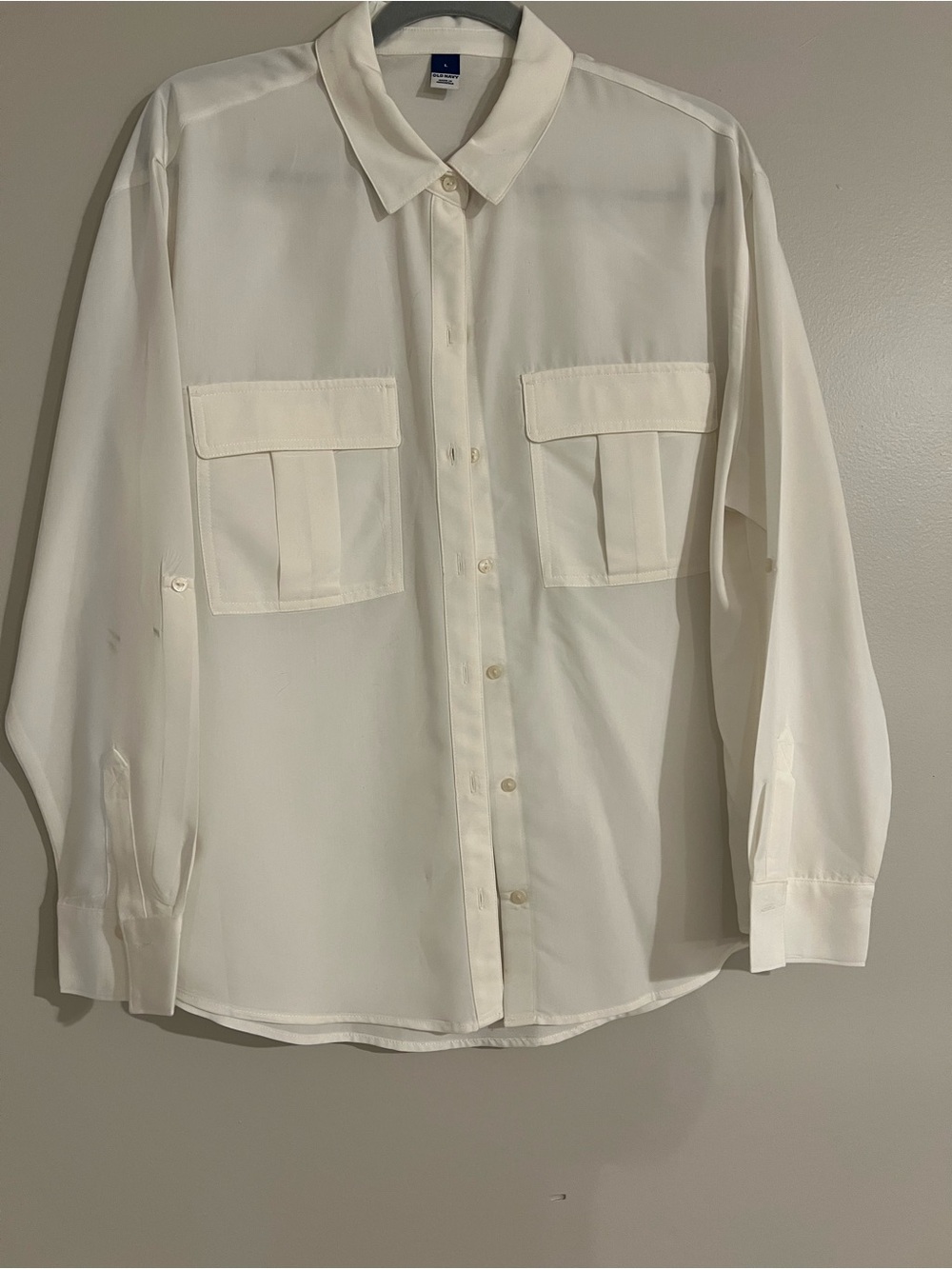 Old Navy Large Cream Utility Button-Down Shirt